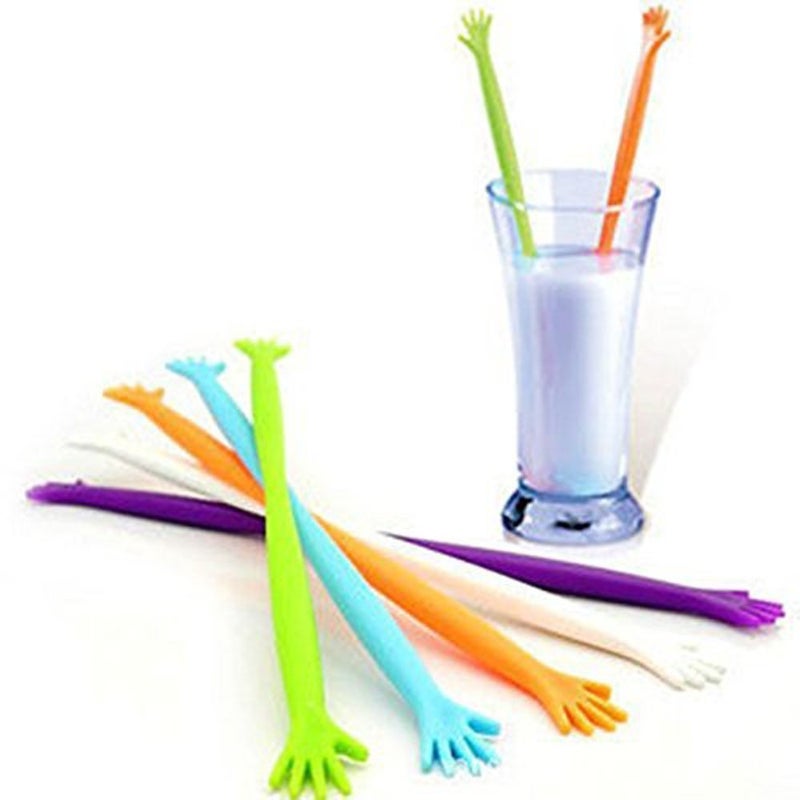 FOYARA 20Pcs Creative Hand Shaped Swizzle Sticks Coffee Beverage Drink Stirrers Plastic Cocktail Stir Sticks Mixed-color - Image 2